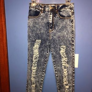 Almost famous acid wash distressed ripped jeans